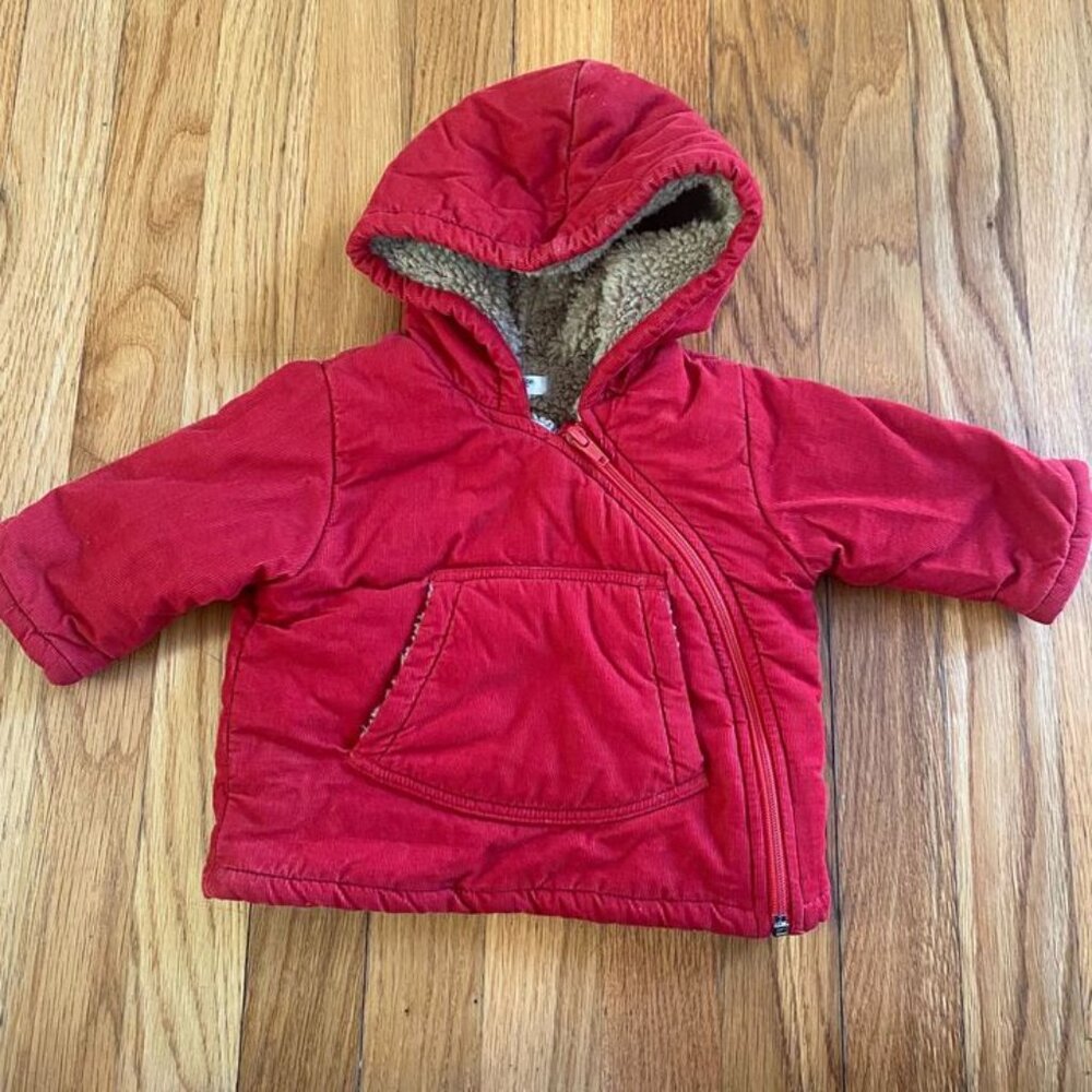 Baby Boden Red Sherpa Lined Coat